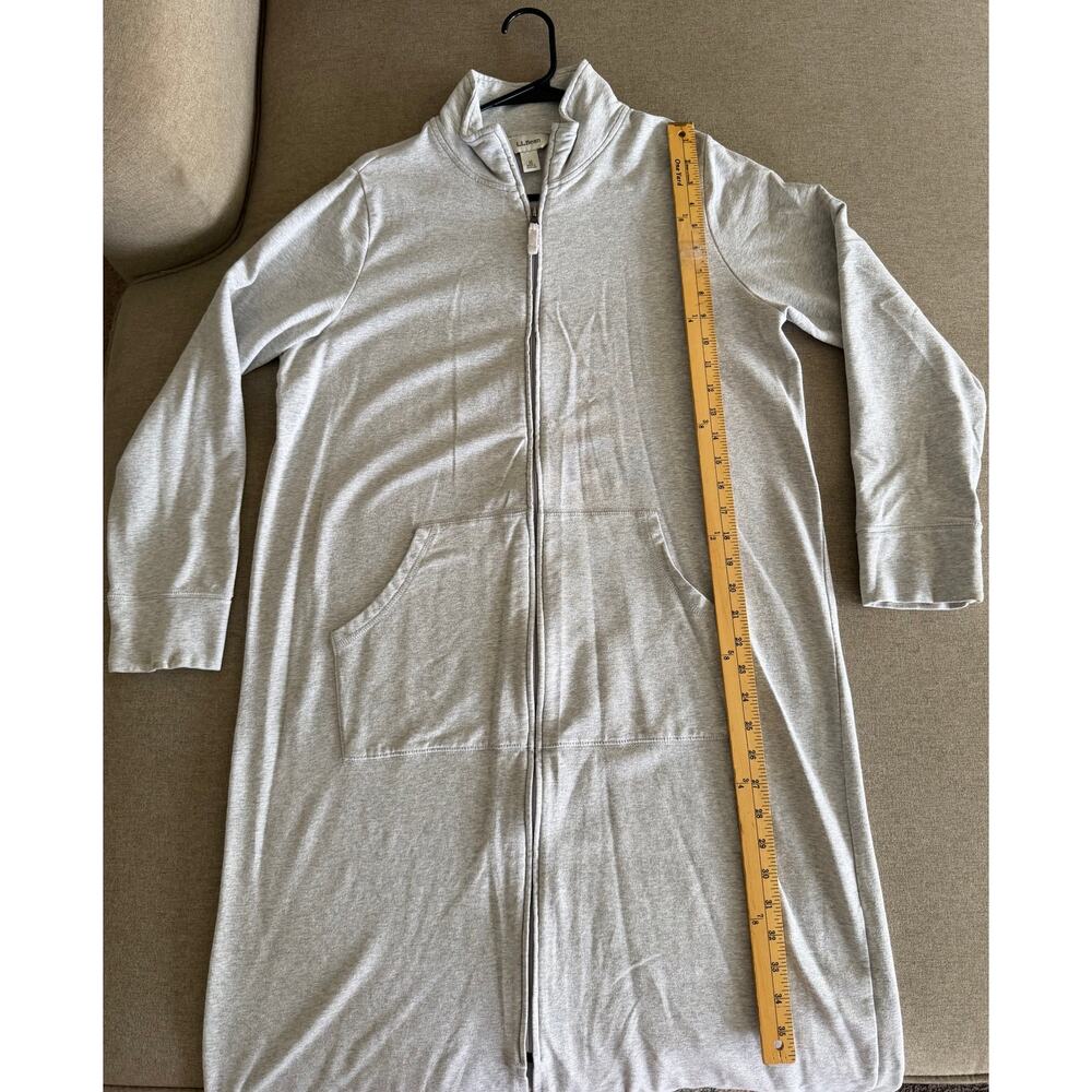 L.L.Bean Women's Gray Full-Zip Hoodie Sweatshirt Dress Robe Midi Pockets [M]